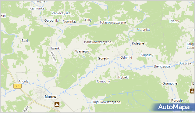 mapa Gorędy, Gorędy na mapie Targeo