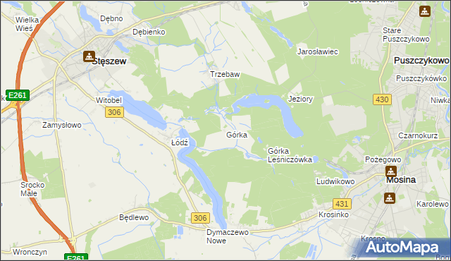 mapa Górka gmina Stęszew, Górka gmina Stęszew na mapie Targeo