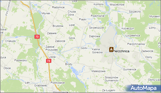 mapa Górki gmina Pierzchnica, Górki gmina Pierzchnica na mapie Targeo