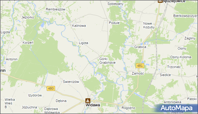 mapa Górki Grabińskie, Górki Grabińskie na mapie Targeo
