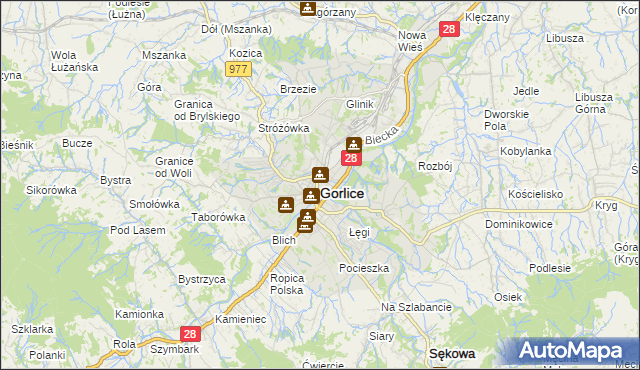 mapa Gorlic, Gorlice na mapie Targeo