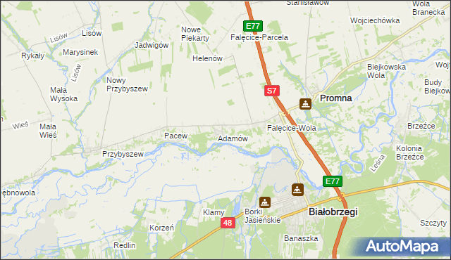 mapa Góry gmina Promna, Góry gmina Promna na mapie Targeo