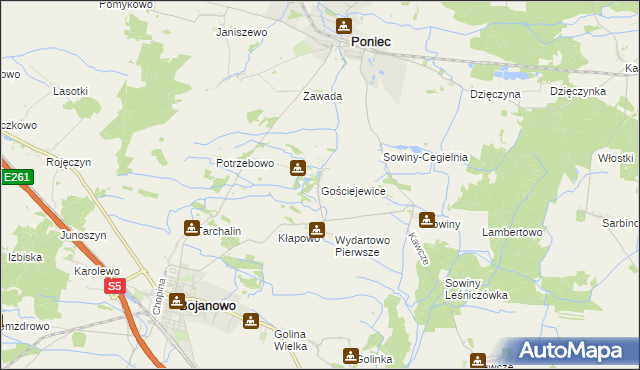 mapa Gościejewice, Gościejewice na mapie Targeo