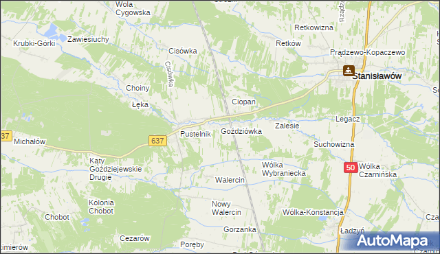 mapa Goździówka, Goździówka na mapie Targeo
