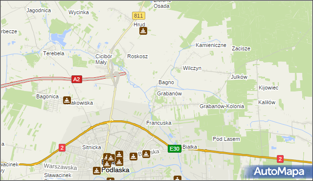 mapa Grabanów, Grabanów na mapie Targeo