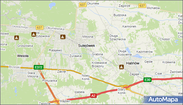 mapa Grabina gmina Halinów, Grabina gmina Halinów na mapie Targeo