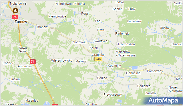 mapa Grabków gmina Końskie, Grabków gmina Końskie na mapie Targeo