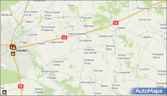 mapa Grabów nad Wisłą, Grabów nad Wisłą na mapie Targeo