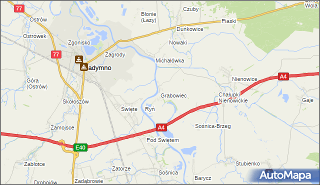 mapa Grabowiec gmina Radymno, Grabowiec gmina Radymno na mapie Targeo