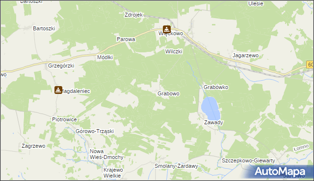 mapa Grabowo gmina Janowo, Grabowo gmina Janowo na mapie Targeo