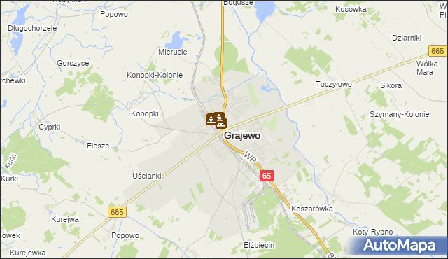 mapa Grajewo, Grajewo na mapie Targeo