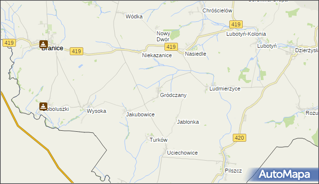 mapa Gródczany, Gródczany na mapie Targeo