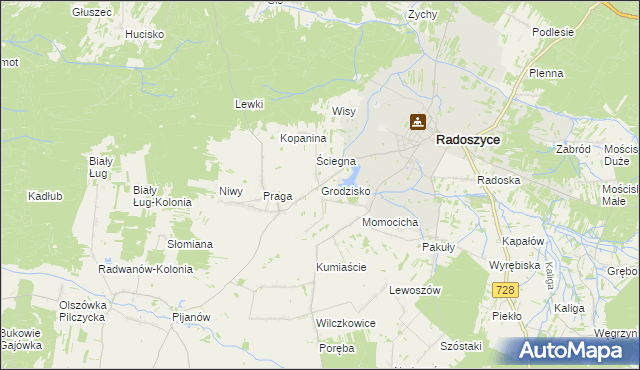 mapa Grodzisko gmina Radoszyce, Grodzisko gmina Radoszyce na mapie Targeo