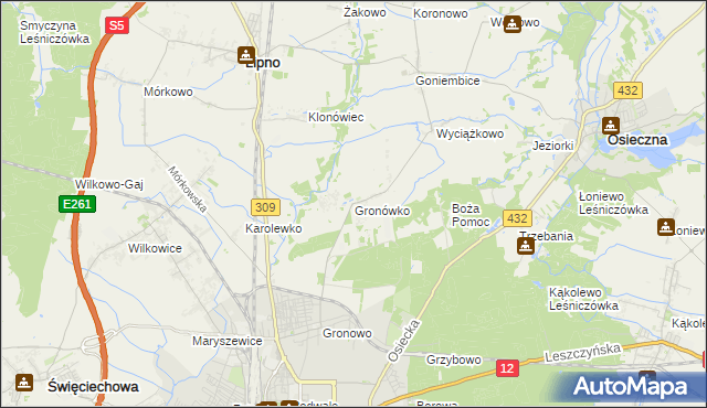 mapa Gronówko gmina Lipno, Gronówko gmina Lipno na mapie Targeo