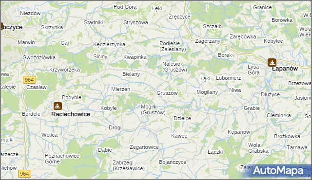 mapa Gruszów gmina Raciechowice, Gruszów gmina Raciechowice na mapie Targeo