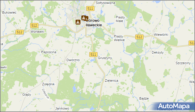 mapa Gruszyny, Gruszyny na mapie Targeo