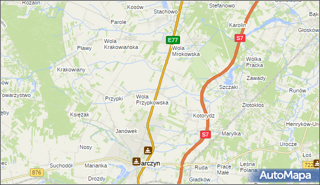 mapa Grzędy gmina Tarczyn, Grzędy gmina Tarczyn na mapie Targeo