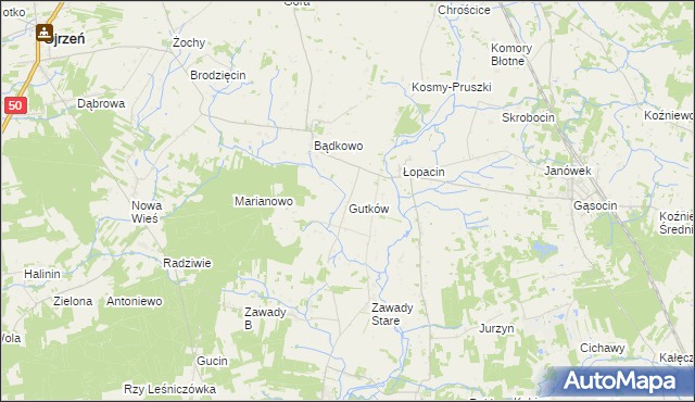 mapa Gutków gmina Sońsk, Gutków gmina Sońsk na mapie Targeo
