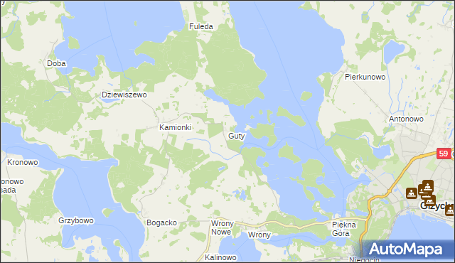 mapa Guty gmina Giżycko, Guty gmina Giżycko na mapie Targeo