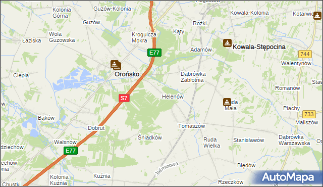 mapa Helenów gmina Orońsko, Helenów gmina Orońsko na mapie Targeo