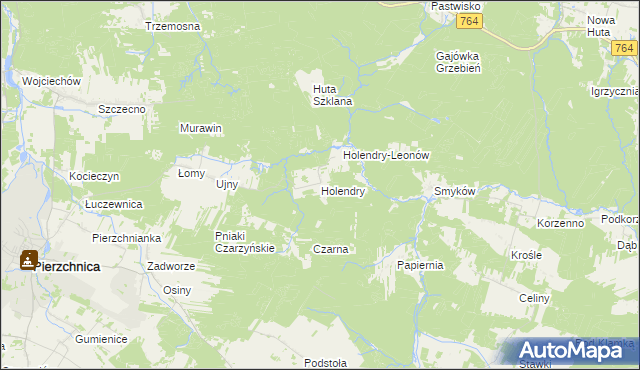 mapa Holendry gmina Pierzchnica, Holendry gmina Pierzchnica na mapie Targeo