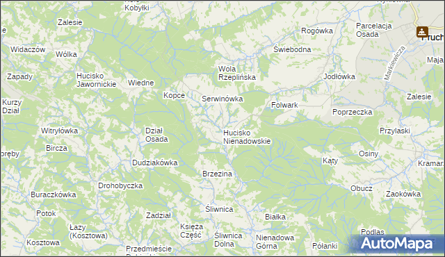 mapa Hucisko Nienadowskie, Hucisko Nienadowskie na mapie Targeo