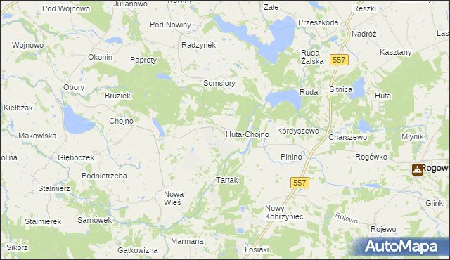 mapa Huta-Chojno, Huta-Chojno na mapie Targeo