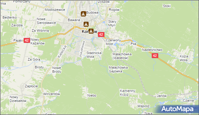 mapa Izabelów gmina Końskie, Izabelów gmina Końskie na mapie Targeo