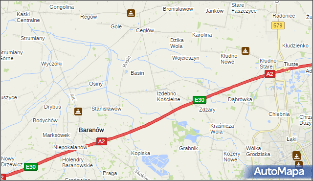 mapa Izdebno Kościelne, Izdebno Kościelne na mapie Targeo