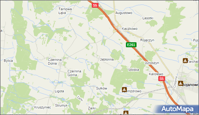 mapa Jabłonna gmina Rydzyna, Jabłonna gmina Rydzyna na mapie Targeo