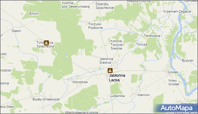 mapa Jabłonna Średnia, Jabłonna Średnia na mapie Targeo