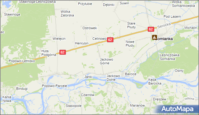 mapa Jackowo Górne, Jackowo Górne na mapie Targeo