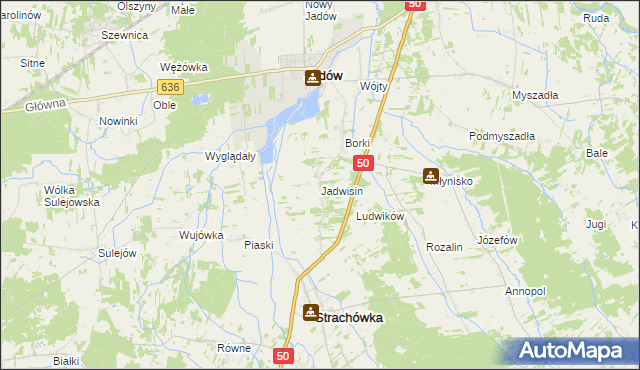 mapa Jadwisin gmina Strachówka, Jadwisin gmina Strachówka na mapie Targeo