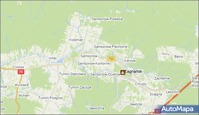 mapa Janaszów gmina Zagnańsk, Janaszów gmina Zagnańsk na mapie Targeo