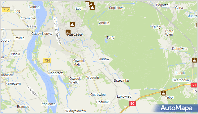 mapa Janów gmina Karczew, Janów gmina Karczew na mapie Targeo