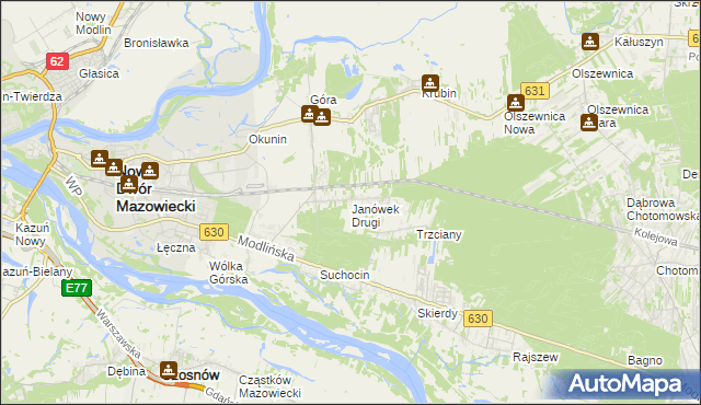 mapa Janówek Drugi, Janówek Drugi na mapie Targeo