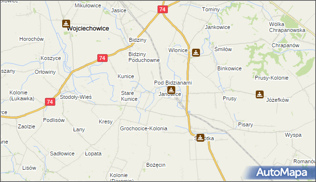 mapa Janowice gmina Ożarów, Janowice gmina Ożarów na mapie Targeo