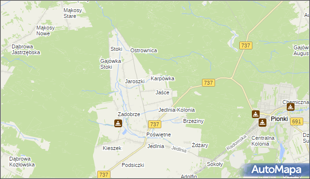 mapa Jaśce, Jaśce na mapie Targeo