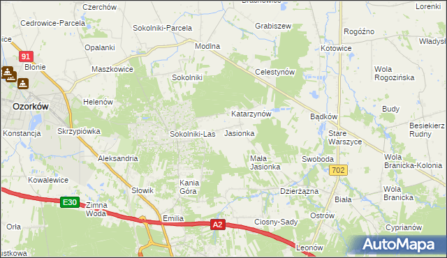 mapa Jasionka gmina Zgierz, Jasionka gmina Zgierz na mapie Targeo