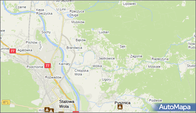 mapa Jastkowice, Jastkowice na mapie Targeo