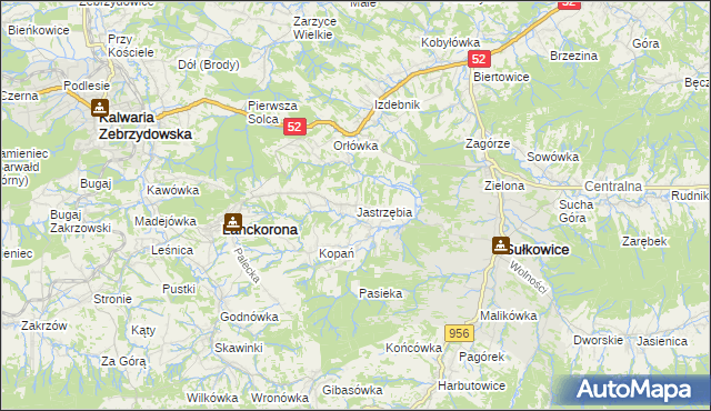 mapa Jastrzębia gmina Lanckorona, Jastrzębia gmina Lanckorona na mapie Targeo