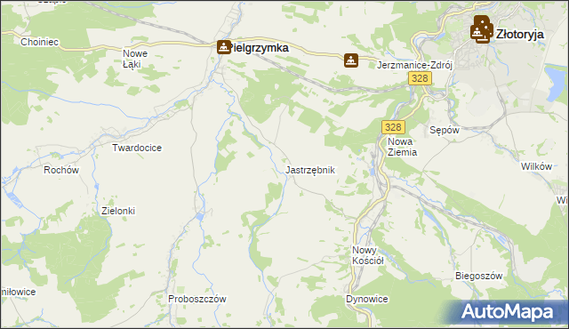 mapa Jastrzębnik gmina Pielgrzymka, Jastrzębnik gmina Pielgrzymka na mapie Targeo