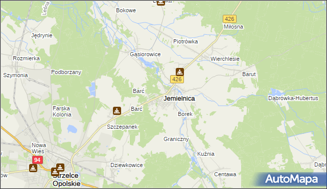 mapa Jemielnica, Jemielnica na mapie Targeo