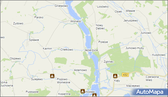 mapa Jezierzyce gmina Śmigiel, Jezierzyce gmina Śmigiel na mapie Targeo