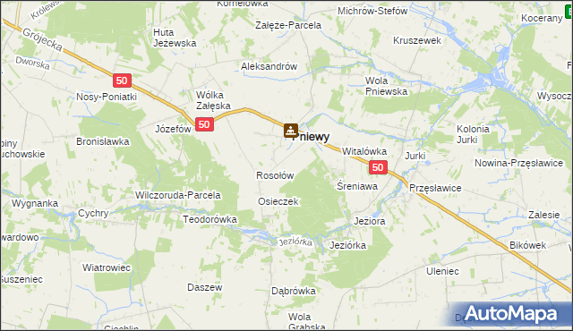 mapa Jeziora-Nowina, Jeziora-Nowina na mapie Targeo