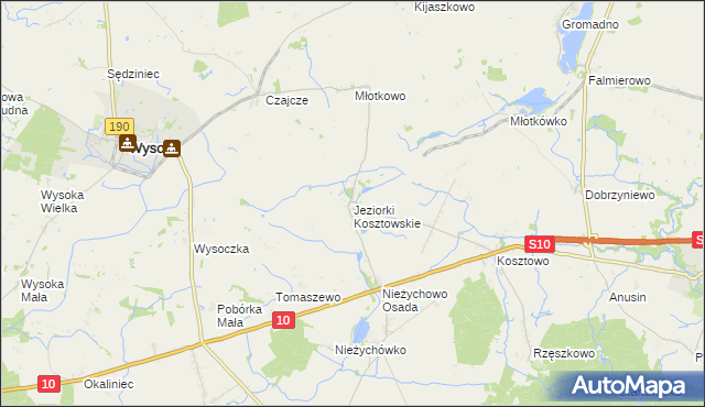 mapa Jeziorki Kosztowskie, Jeziorki Kosztowskie na mapie Targeo