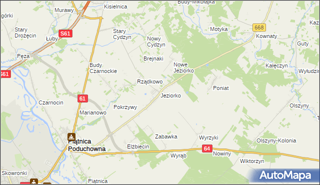 mapa Jeziorko gmina Piątnica, Jeziorko gmina Piątnica na mapie Targeo