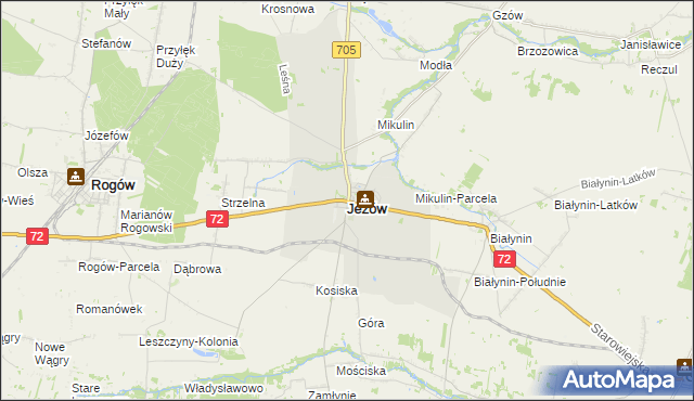 mapa Jeżów powiat brzeziński, Jeżów powiat brzeziński na mapie Targeo