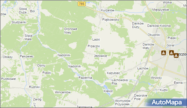 mapa Jeżowice, Jeżowice na mapie Targeo