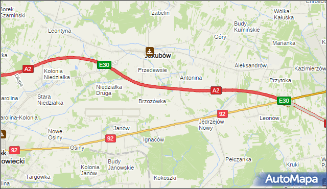 mapa Józefin gmina Jakubów, Józefin gmina Jakubów na mapie Targeo